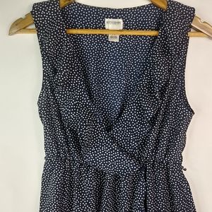 Motherhood M Sleeveless V-Neck Dot Ruffle Dress in Dark Navy